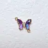 Colgante de Mariposa con Incrustaciones de Zirconia Dorada Recubierta de Cobre 18k Accesorios para Joyería DIY Pulsera Collar Material Hecho a Mano Doble Colgante Oblicuo Tamaño Pequeño