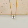 Colar Flor Pérola Diamante Flash L220 Joia Artesanal de Verão Aço Inoxidável Banhado a Ouro 18K