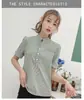 Camisa de Verano Nueva para Mujer de Rayas Manga Corta Estilo Coreano Casual Holgada Manga Corta Cuello Pulóver Ropa