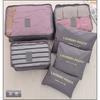 Bolsa de almacenamiento de viaje coreana de seis piezas impermeable para ropa, bolsa organizadora, malla fina engrosada, juego de 6 piezas para equipaje