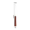 Cuchara de Acero Inoxidable 304 Transfronteriza con Mango Cuadrado de Madera Cuchara de Postre Hotel Cuchillo Japonés para Bistec Cubiertos de Regalo