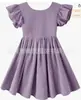 Vestido de verão infantil Qingkai estilo europeu e americano para meninas, algodão e linho, fino, manga borboleta, cor sólida, saia sem costas para bebês