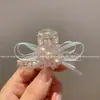Pinza para el pelo pequeña de alta gama coreana con pedrería y perlas, lazo, para la parte trasera del cabello de mujer, pinza de tiburón, pinza para coleta