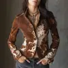 Moda Independiente Europea y Americana para Mujer 2026 Chaqueta de Manga Larga Estampada con Solapa Blazer Único de Botonadura Simple