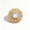 Broche con Patrón de Hoja y Flor Estilo Palacio Dorado Piedra Principal Iridiscente Grande Pin de Pedrería Broche de Decoración de Abrigo de Gama Alta