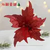 Flores de Natal Simuladas Cabeças Douradas Vermelhas Enfeites Decoração de Natal Acessórios para Guirlanda de Natal Flores de Natal Feitas à Mão DIY