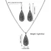 Amazon Transfronterizo Estilo Retro Aleación Forma de Gota Hueco Tallado Colgante Pendientes Collar Conjunto de Joyería para Mujer