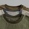 Camiseta de manga corta a rayas estilo coreano con diseño de perrito bordado en toalla, nueva colección de otoño, casual, versátil, adelgazante y con un diseño clásico de hombros, top retro para mujer