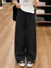 Pantalones de trabajo de pierna ancha para mujer en color negro, estilo fino de verano, nuevo modelo 2026, holgados, casuales, relajados, pantalones deportivos de pierna curva