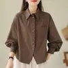 Nueva Versátil Elegante Ligera Lujo Sensación de Alta Gama Top Otoño Manga Corta Larga Camisa Chaqueta Femenina Adelgazante Estilo Coreano