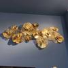 Decoração de parede de ferro dourado estilo europeu, enfeites pendurados para casa, clube, flor, decoração de parede, luz, luxo, oco, pendurado na parede