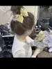 Coreano ~ Laço Amarelo Tridimensional de Algodão Laço de Cabelo Elegante Versátil Anel de Cabelo para Dormir Acessórios de Cabelo Azuis