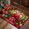 Felpudo Antideslizante Absorbente de Agua Estilo Santa Claus Exclusivo Transfronterizo para Baño, Puerta de Entrada de Terciopelo de Cristal Resistente a Manchas y Fácil de Mantener