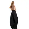 Jeans Scimitar Naranja Infantil # Negro y Dorado Relajados de Pierna Ancha para Mujer, Tiro Bajo, Sueltos, Adelgazantes, de Nicho, Versátiles, de Largo Completo