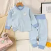 Conjunto Cálido de Cintura Alta para Bebé Ropa Infantil Estilo Coreano Ropa para Bebés y Niños Pequeños Conjunto de Dos Piezas Niños Niñas Primavera Otoño Nuevo Estilo