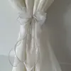 Amarrador de Cortina de Gaze de Três Camadas com Laço de Pérola Estilo Fada Decoração de Cortina de Gaze com Acabamento Dourado Estilo Princesa Quarto Sala de Estar Janela