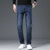 Jeans Rectos de Negocios de Alta Elasticidad para Hombre, Ajuste Delgado, Nuevos para Primavera y Otoño 2026, Pantalones Casuales Gruesos de Tres Cuartos para Otoño