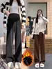 Pantalones de Chenilla de Pierna Ancha para Maternidad Ropa Interior para Mujer Cintura Alta Pierna Recta Ropa de Maternidad Primavera Otoño Abrigo Invierno Otoño Pantalones de Maternidad con Felpa