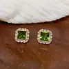Pendientes Cuadrados de Diamantes Micro-pavimentados de Diseño de Moda de Nicho para Mujer, Exquisitos, Simples, Lujo Accesible, Versátiles y Súper Brillantes Pendientes de Aguja de Plata S925