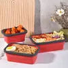 Lonchera de Silicona, Caja de Conservación de Grado Alimenticio, Tazón Plegable, Tazón Portátil para Comida al Aire Libre, Lonchera para Microondas, Tazón para Fideos Instantáneos