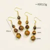 Aretes de Cristal Blanco Natural, Aretes de Ágata de Cristal Morado Amarillo Rosa, Aretes de Perlas Redondas, Ganchos para Orejas de Cristal al por Mayor
