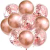 Conjunto Combinado de Balões Redondos Metálicos Transparentes Espessos com Lantejoulas 12 Polegadas para Festa Decoração de Aniversário Bola de Confete Atacado