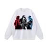 Camiseta de manga larga con estampado de figuras de rap, estilo hip hop, estilo americano, estilo high street, para hombre y mujer, estilo vintage con lavado antiguo.