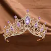 Acessórios de Cabelo para Casamento Ornamentos de Liga Cruzamento Europeu e Americano Retrô Coroa Barroca Coroa Grande de Strass Olho de Cavalo Faixa de Cabeça