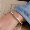 Ping An Plata de Ley 9999 Pulsera de Plata de Herencia Antigua para Mujer Pulsera Sólida Popular en Internet ins Pulsera de Plata para Pie de Joven