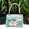 Bolso para Mujer Xishuangbanna Características Étnicas Pavo Real Grande como Flor de Peonía Jacquard Bordado de Doble Cara Hilo de Oro Bolso de Mano para Salir