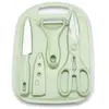 Suministro directo de fábrica de juego de cinco piezas de cuchillo para fruta y pelador de acero inoxidable, juego de cubiertos para dormitorio de estudiante, juego de cubiertos personalizado