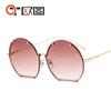 T22002 outu - Nuevas gafas de sol semicirculares de metal poligonal para hombre y mujer, con personalidad rockera, estilo europeo y americano.