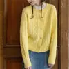 Chaqueta Suéter Estilo Suave Otoño e Invierno Coreano Clásico Versátil Color Sólido Retorcido Retro Cárdigan Pequeño de Punto para Mujer