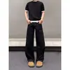 Jeans americano retrô com lavagem desgastada para homens e mulheres, corte reto solto, versátil para casais, vibe street style, calças compridas