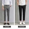Pantalones de Traje Casual de Negocios Ajustados Estilo Coreano para Hombre, Primavera, de 9 Puntos, Caída Fluida, Juveniles de Moda, Sin Arrugas