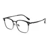 Gafas de Titanio Puro 56 Montura Cuadrada Ultragrande 95072 Ultraligeras Montura Browline de Negocios Semi-Montura Gafas Versátiles Casuales de Gama Alta