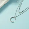 Collar de Lujo Ligero con Estrella de Seis Puntas de Diamante Completo y Perla en Forma de Luna con un Diseño Moderno, Estilo Minimalista Fresco, Nueva Cadena para Clavícula