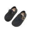 Zapatos grises para mujer estilo Birkenstock de suela gruesa que aumentan la altura, nuevo modelo 2026, estilo popular de invierno, forrados de felpa, sin cordones y cómodos zapatos de algodón