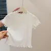 Camiseta Blanca Casual de Manga Corta para Niñas, Nueva, Versátil, Capa Base para Bebé, Top Elegante para Niños, Ropa Infantil