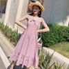 Jenny You Vestido a Cuadros Entallado de Estilo Coreano Nuevo Primavera/Verano para Mujer, Vestido Dulce y Fresco con Volantes