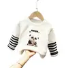 G2236# camisa de baixo colorida de desenho animado para meninos e meninas, camiseta de manga comprida para primavera e outono, infantil, bebê, versátil, roupas infantis