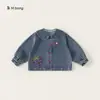 Ropa Infantil Bangxuan Chaqueta Vaquera para Niñas Primavera y Otoño Nueva Dibujos Animados Solapa Manga Larga Conjunto Abrigo Infantil Versátil