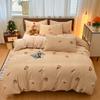 Conjunto de Cama Quatro Peças de Algodão Puro Espesso Escovado Classe A Lençóis de Cama Capa de Colcha Desenho Animado Cama de Dormitório Estudantil Conjunto de Cama Três Peças 4