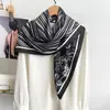 Pañuelo cuadrado JM estilo francés con boceto floral para mujer, pañuelo de seda patchwork de sarga con bloques de color, chal decorativo vintage elegante