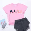 Spot 2023 Nuevo Amazon Día de la Independencia Bandera Americana MAMA Estampado Camiseta Casual de Manga Corta con Cuello Redondo para Mujer
