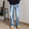 Jeans rectos lavados para hombre, estilo callejero americano moderno, holgados y casuales, pantalones rectos versátiles para hombre
