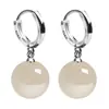 Pendientes de Plata de Ley 925 para Mujer Cuentas Bei Ágata Estilo Coreano Moda Elegante Pendientes de Gancho de Plata Pura Pendientes con Cierre de Oreja