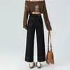 Calça Jeans Reta Feminina 2025 Verão Tendência Versátil Nova Cintura Alta Slim Petite Cropped Baguette Cigarette