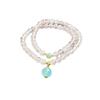 Pulsera de Doble Círculo de Cristal Rosa Natural para Mujer Estilo Dulce Colgante de Calcedonia Azul Nicho Pulsera Versátil Regalo para Novia