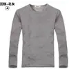 Roupa íntima térmica masculina outono e inverno, camiseta casual de manga comprida com forro de lã grossa, camisa básica de gola redonda masculina, outlet de fábrica